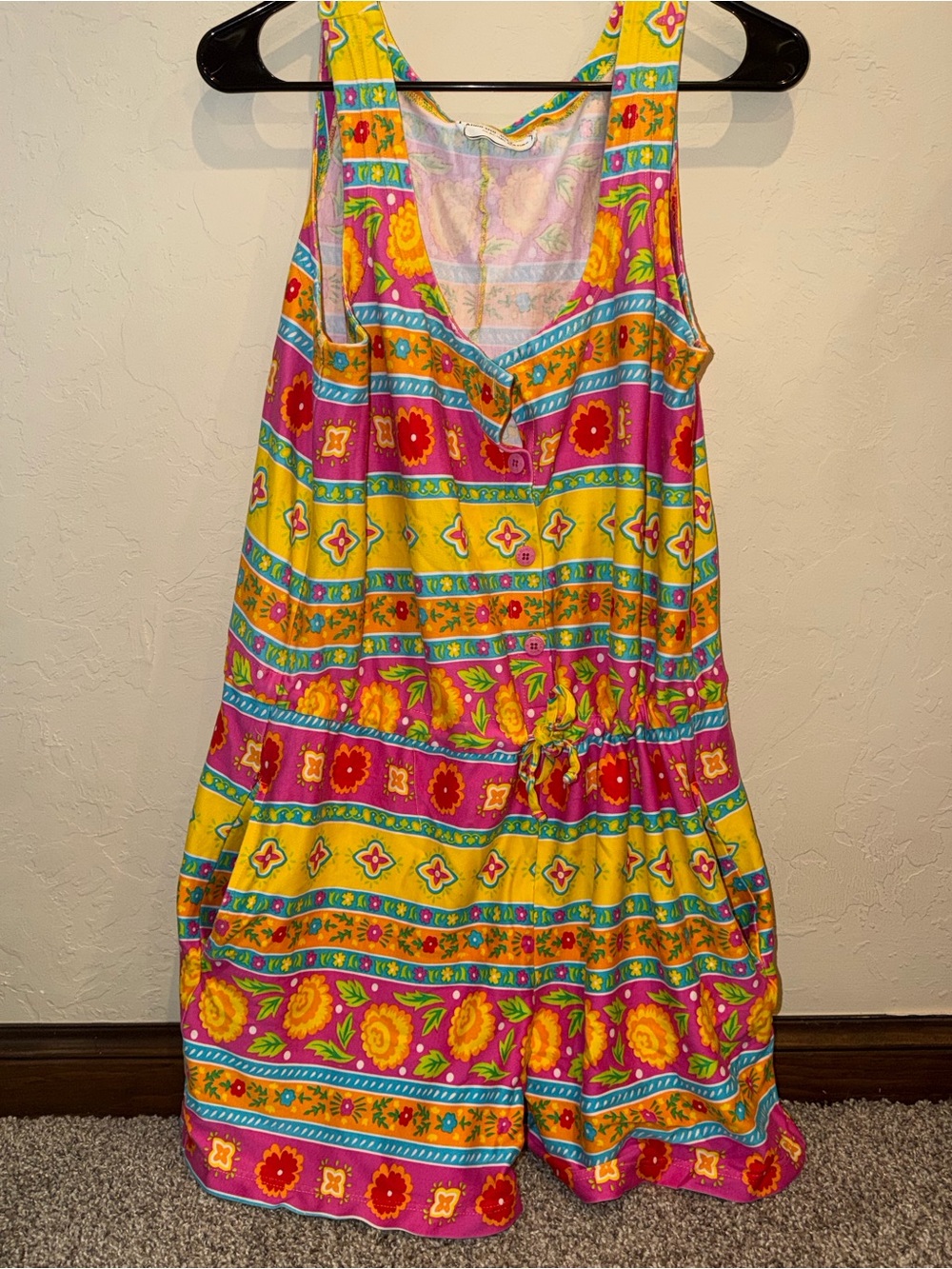 Vintage Beach Romper Adrienne Vittadini Tropical Colors & Pattern size medium